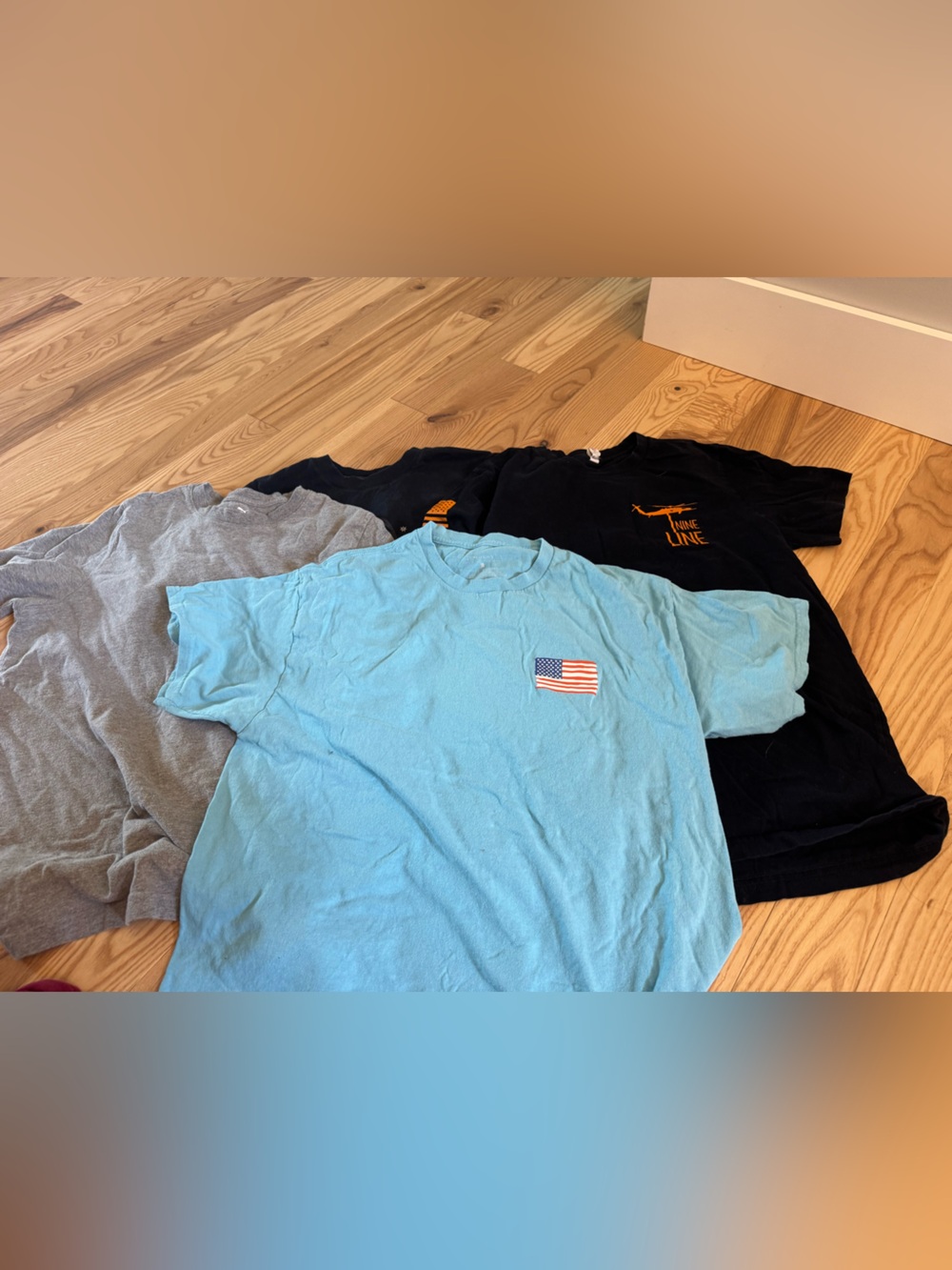Light Blue Short-Sleeve Tee with Flag Patch